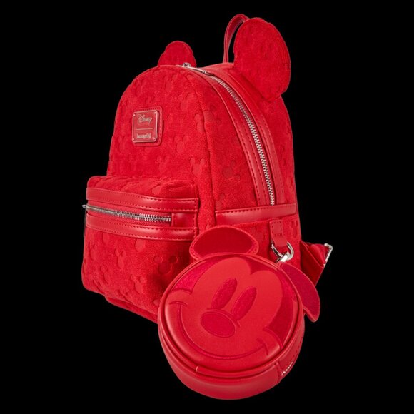 Loungefly Disney Mickey Mouse Terry Cloth Mini Backpack All Over Print Bag New - Picture 2 of 4